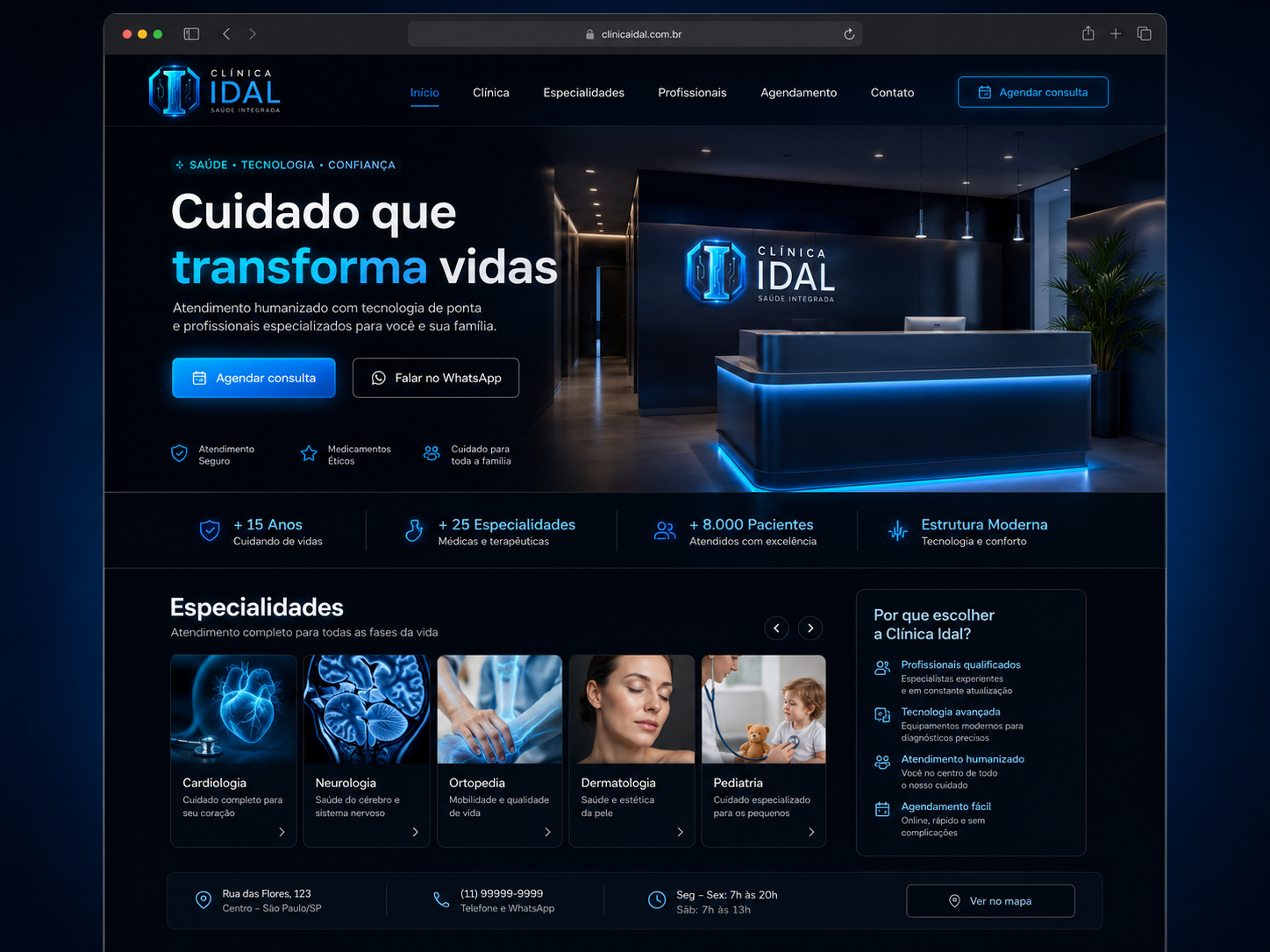 Modelo premium de site para clínica