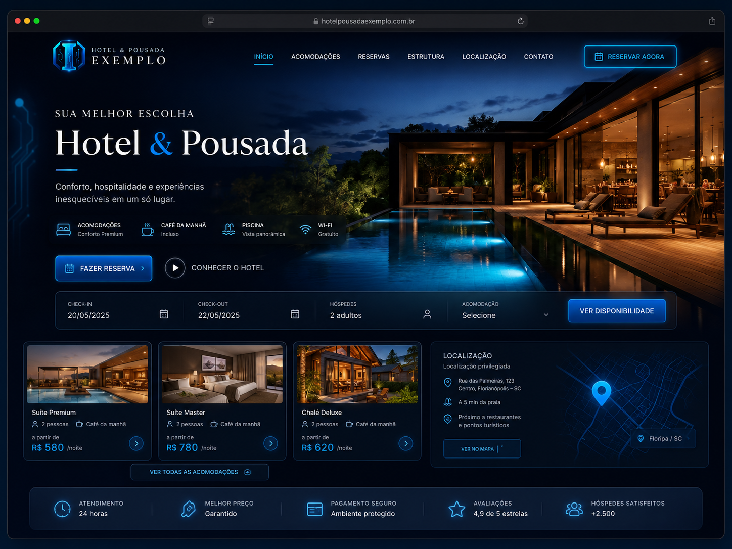 Modelo premium de site para hotel e pousada